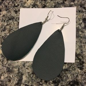 Forest green leather earrings